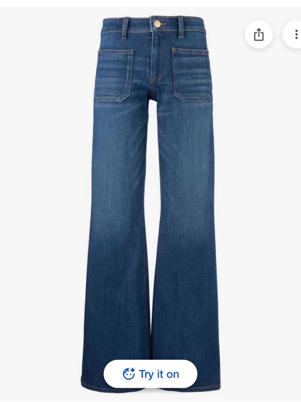 Kut from the Kloth Medium Dark Blue Flare Jeans with Front Patch Pockets